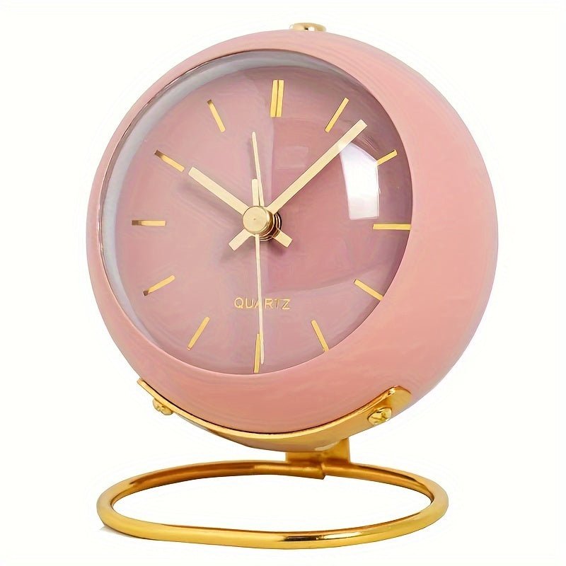 Buzzley Retro Tyst Väckarklocka – Vintage Metall Analog Klocka med Nattljus