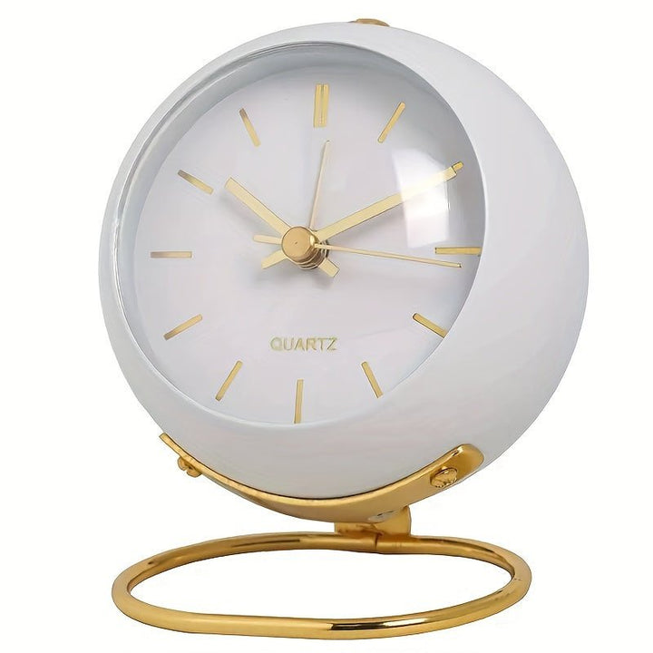 Buzzley Retro Tyst Väckarklocka – Vintage Metall Analog Klocka med Nattljus