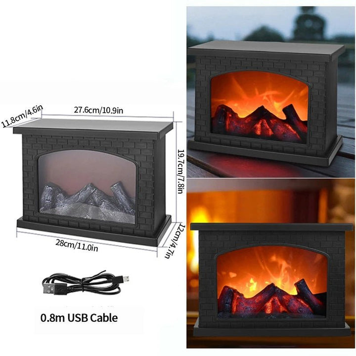 Retro Eldstadslampa – Fladdrande Ljus Nattlampa för Julstämning, USB/Batteridriven Semesterinredning