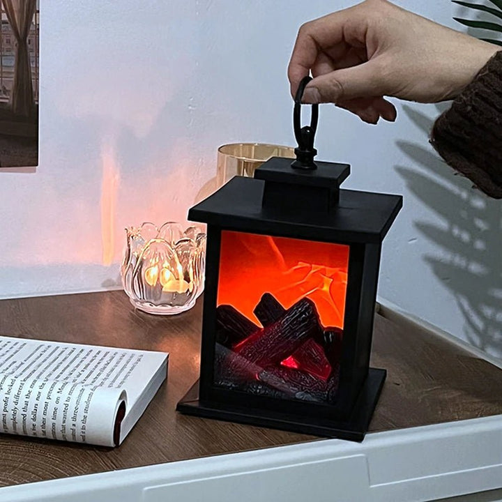 Retro Eldstadslampa – Fladdrande Ljus Nattlampa för Julstämning, USB/Batteridriven Semesterinredning