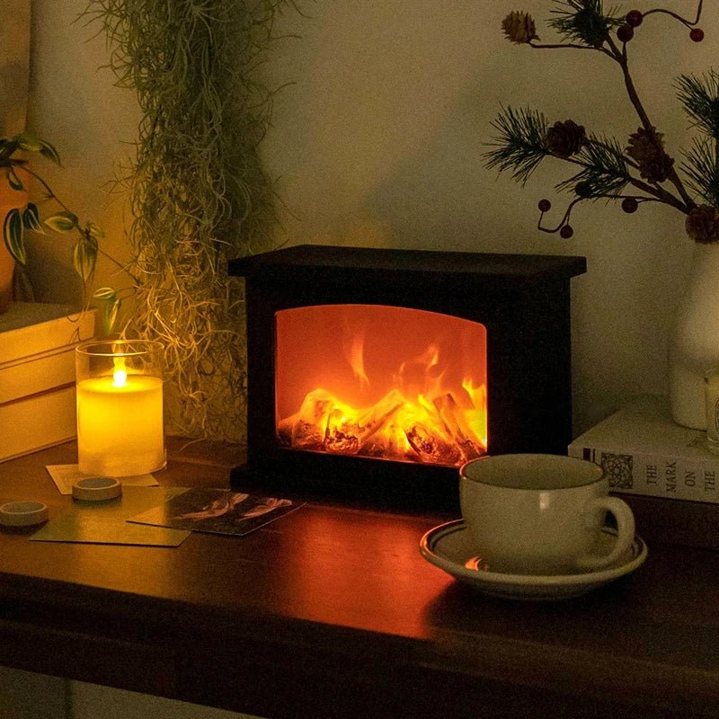 Retro Eldstadslampa – Fladdrande Ljus Nattlampa för Julstämning, USB/Batteridriven Semesterinredning