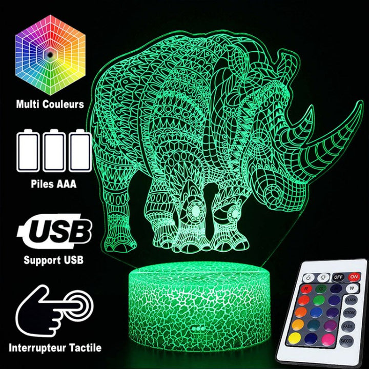 3D Lampa Noshörning Majestätisk