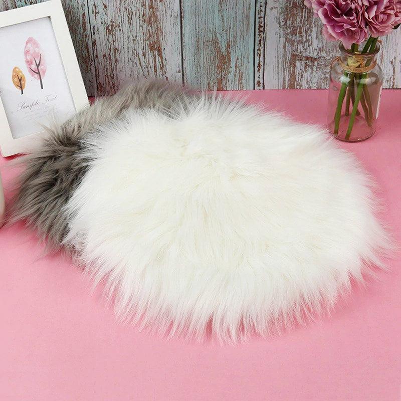 Faux Fur Rund Sittkudde
