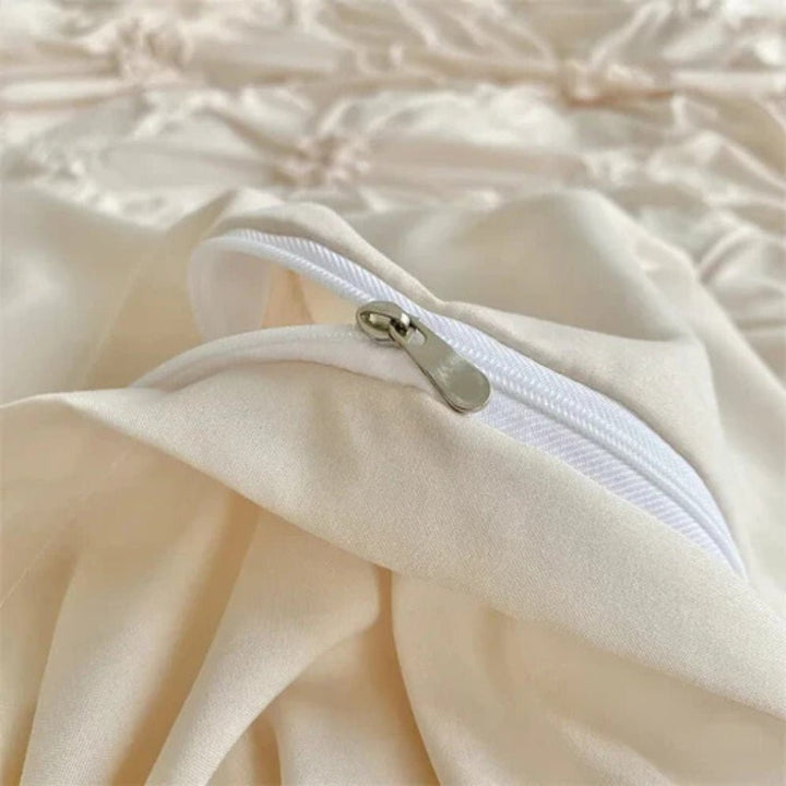 RuffledWeave Duvet Set – Elegant rynkad blommig täckset i mikrofiber