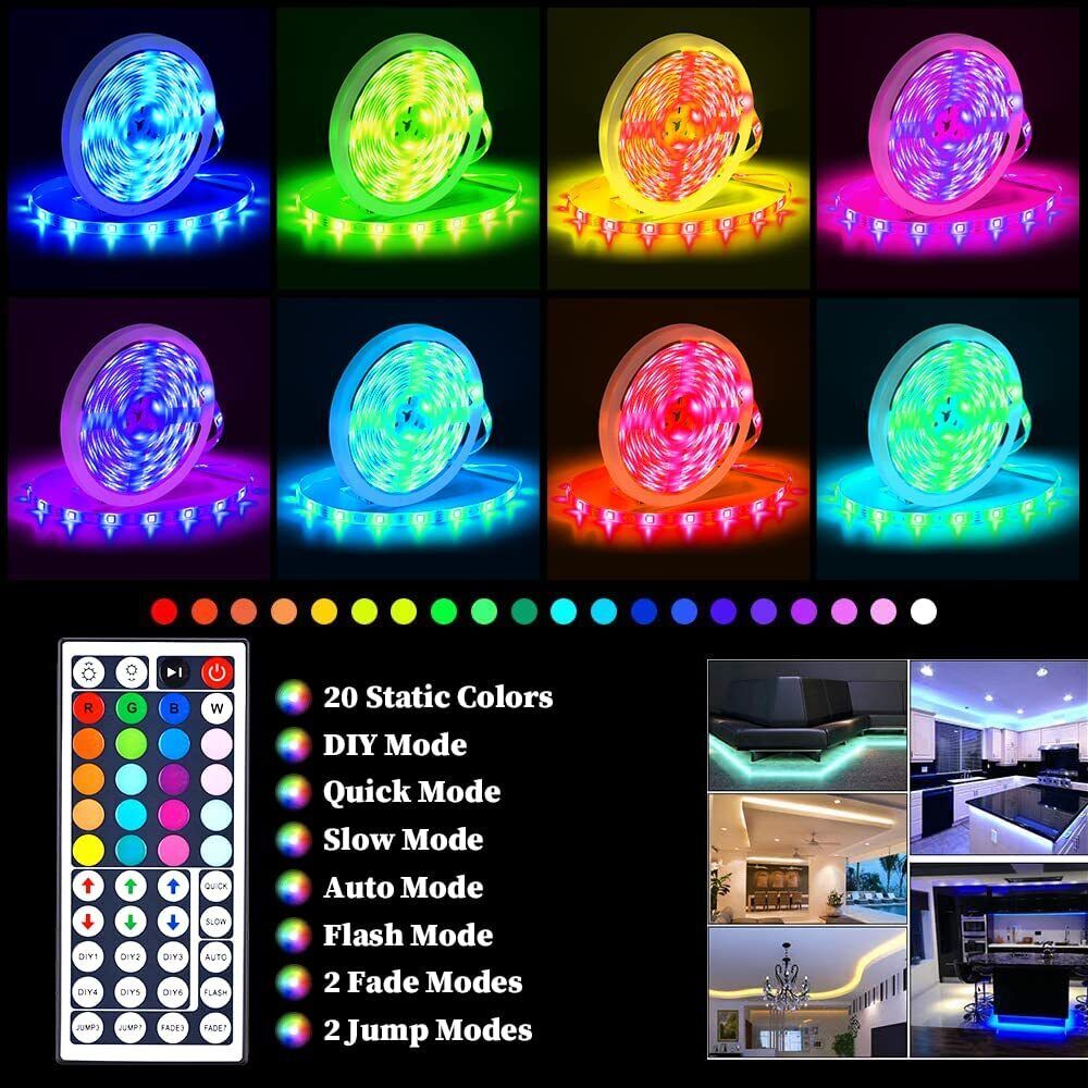 LED Ljusremsa, 30 m, 15 m, Musik Synkronisering, Bluetooth, 5050, RGB Ambient Light med Fjärrkontroll