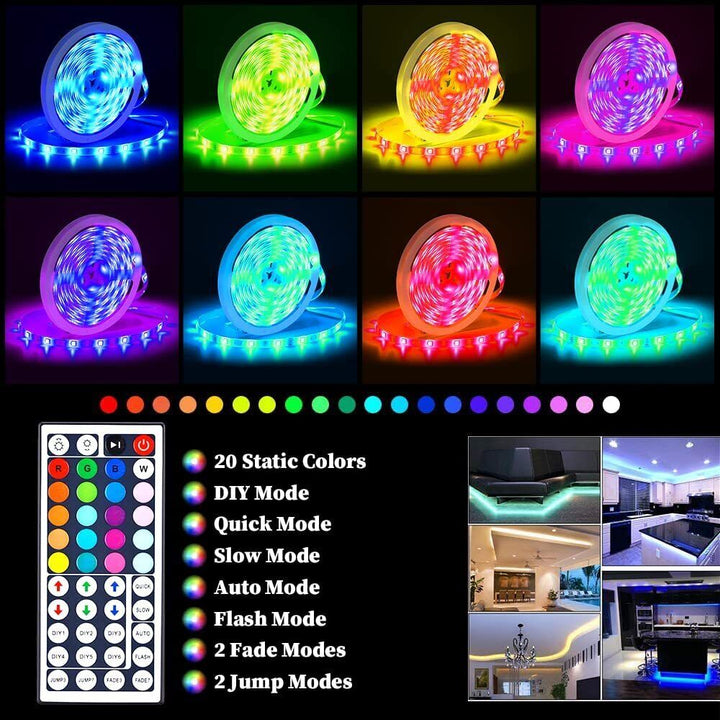 LED Ljusremsa, 30 m, 15 m, Musik Synkronisering, Bluetooth, 5050, RGB Ambient Light med Fjärrkontroll
