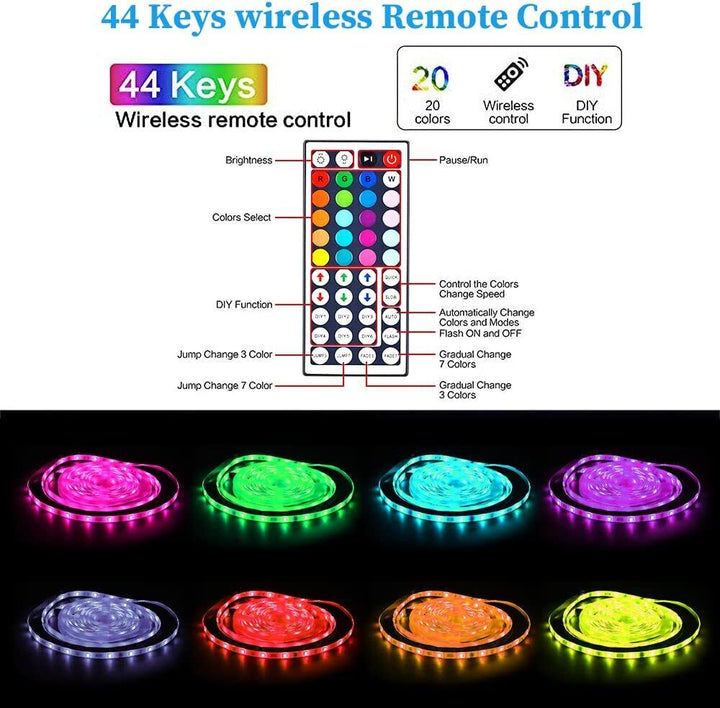 LED Ljusremsa, 30 m, 15 m, Musik Synkronisering, Bluetooth, 5050, RGB Ambient Light med Fjärrkontroll
