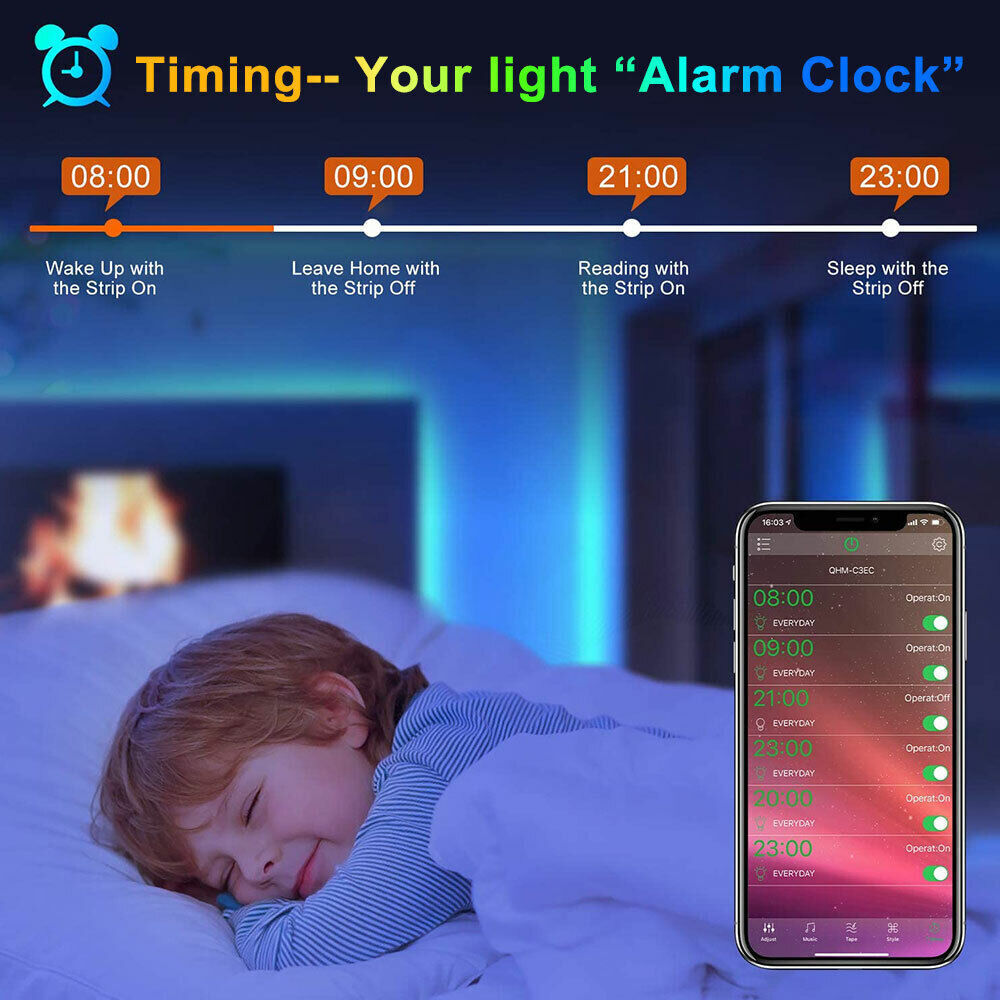 LED Ljusremsa, 30 m, 15 m, Musik Synkronisering, Bluetooth, 5050, RGB Ambient Light med Fjärrkontroll