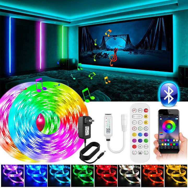 LED Ljusremsa, 30 m, 15 m, Musik Synkronisering, Bluetooth, 5050, RGB Ambient Light med Fjärrkontroll