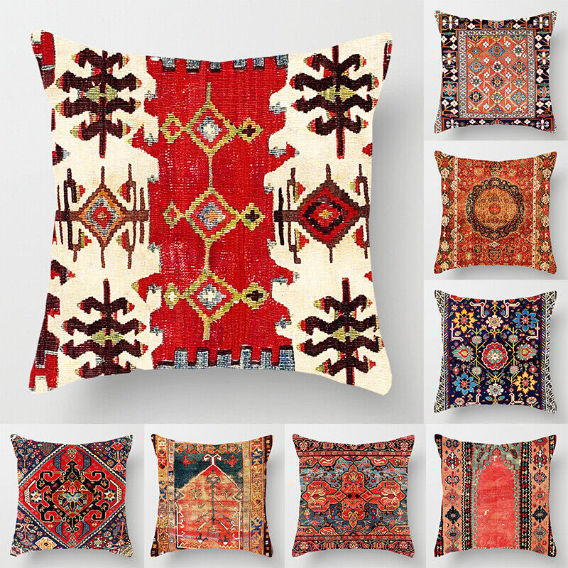 Etnisk Boho Mandala Tryck Linne Kuddeöverdrag Soffkudde Täcke Heminredning