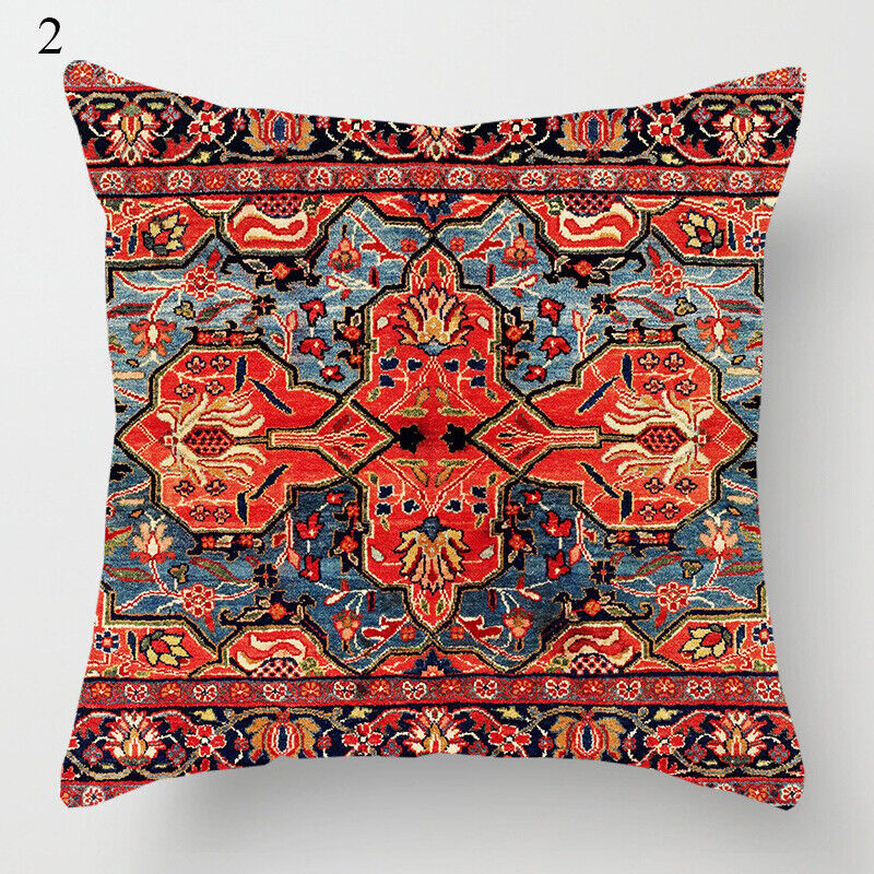 Etnisk Boho Mandala Tryck Linne Kuddeöverdrag Soffkudde Täcke Heminredning