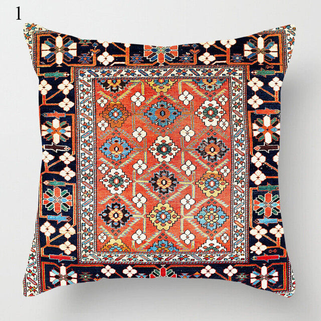 Etnisk Boho Mandala Tryck Linne Kuddeöverdrag Soffkudde Täcke Heminredning#
