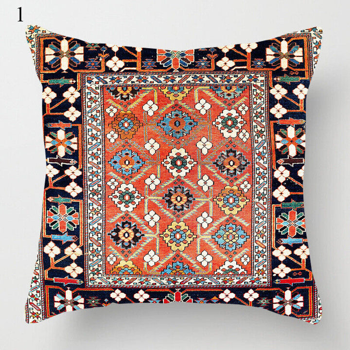 Etnisk Boho Mandala Tryck Linne Kuddeöverdrag Soffkudde Täcke Heminredning