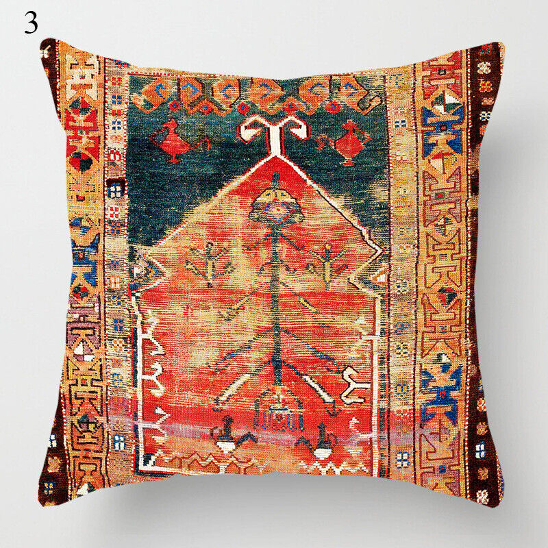 Etnisk Boho Mandala Tryck Linne Kuddeöverdrag Soffkudde Täcke Heminredning