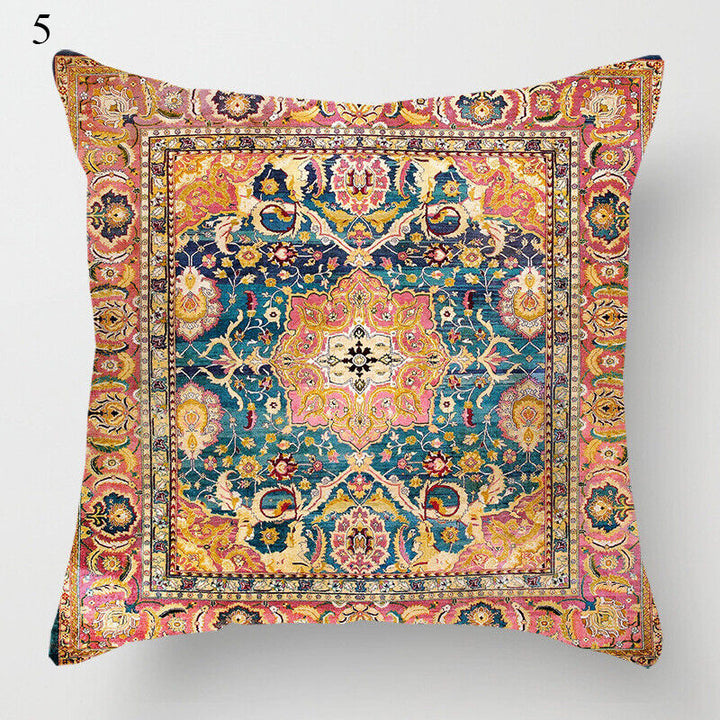 Etnisk Boho Mandala Tryck Linne Kuddeöverdrag Soffkudde Täcke Heminredning