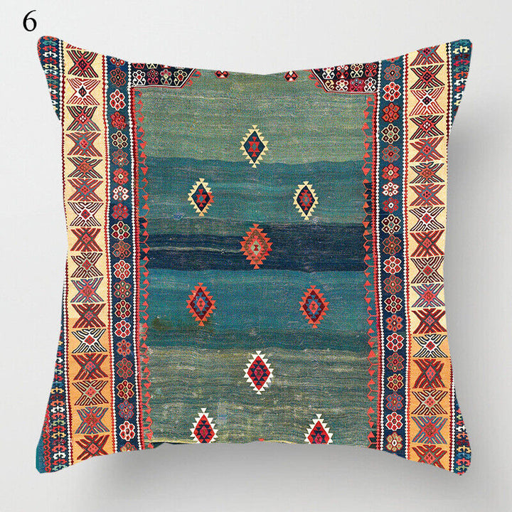 Etnisk Boho Mandala Tryck Linne Kuddeöverdrag Soffkudde Täcke Heminredning