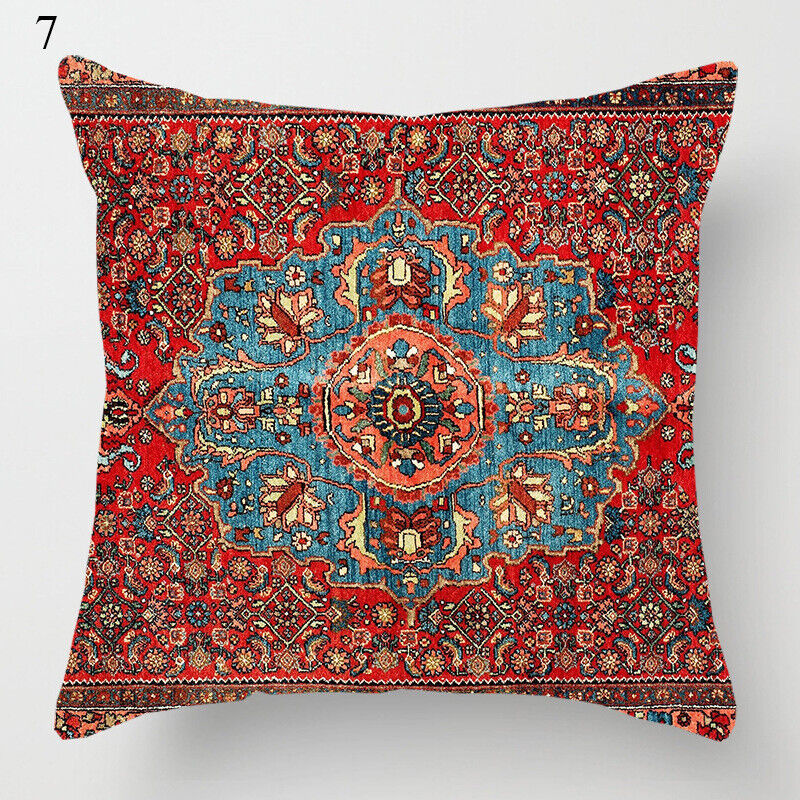 Etnisk Boho Mandala Tryck Linne Kuddeöverdrag Soffkudde Täcke Heminredning