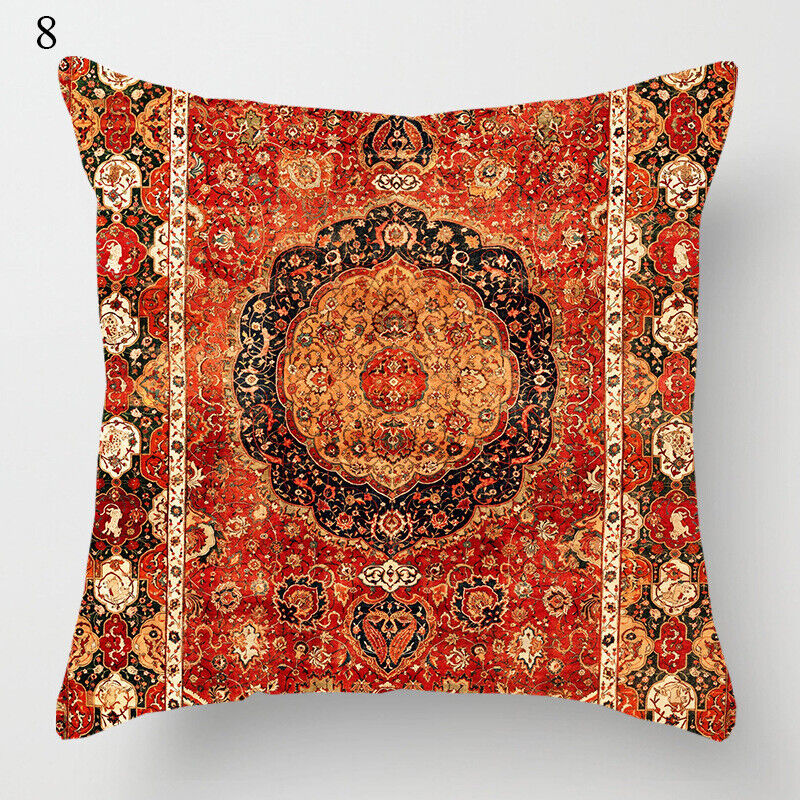 Etnisk Boho Mandala Tryck Linne Kuddeöverdrag Soffkudde Täcke Heminredning