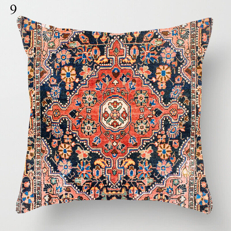Etnisk Boho Mandala Tryck Linne Kuddeöverdrag Soffkudde Täcke Heminredning