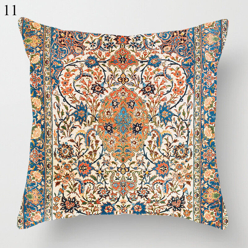 Etnisk Boho Mandala Tryck Linne Kuddeöverdrag Soffkudde Täcke Heminredning