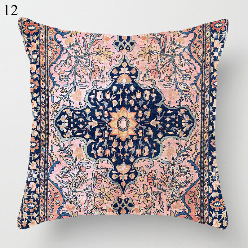 Etnisk Boho Mandala Tryck Linne Kuddeöverdrag Soffkudde Täcke Heminredning