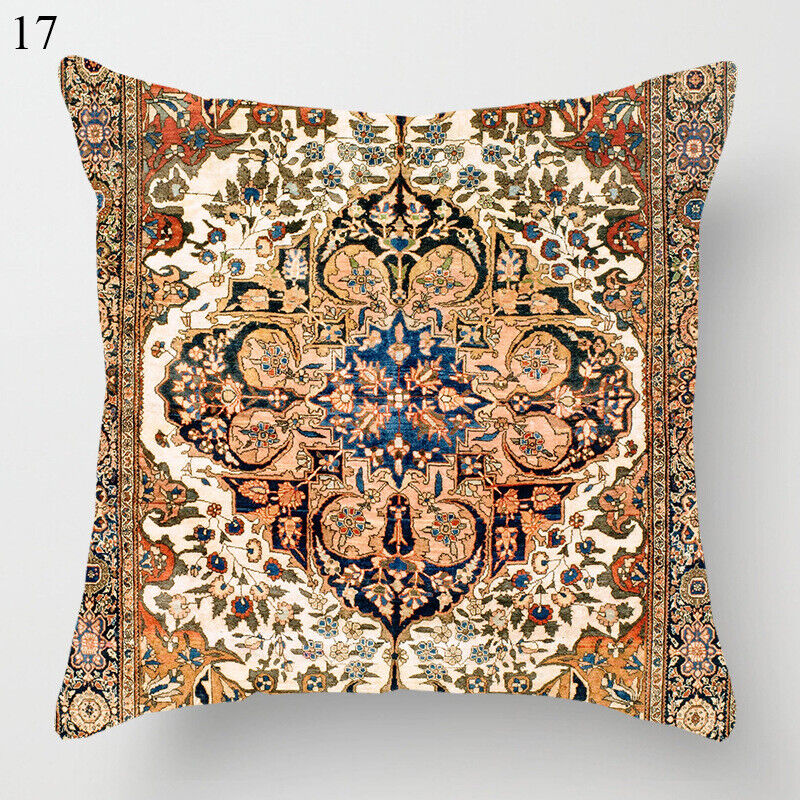 Etnisk Boho Mandala Tryck Linne Kuddeöverdrag Soffkudde Täcke Heminredning
