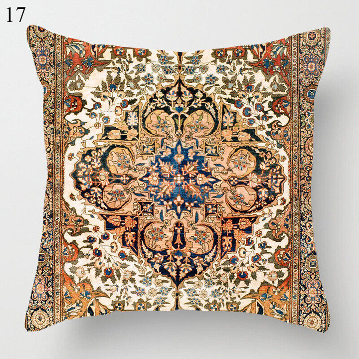 Etnisk Boho Mandala Tryck Linne Kuddeöverdrag Soffkudde Täcke Heminredning