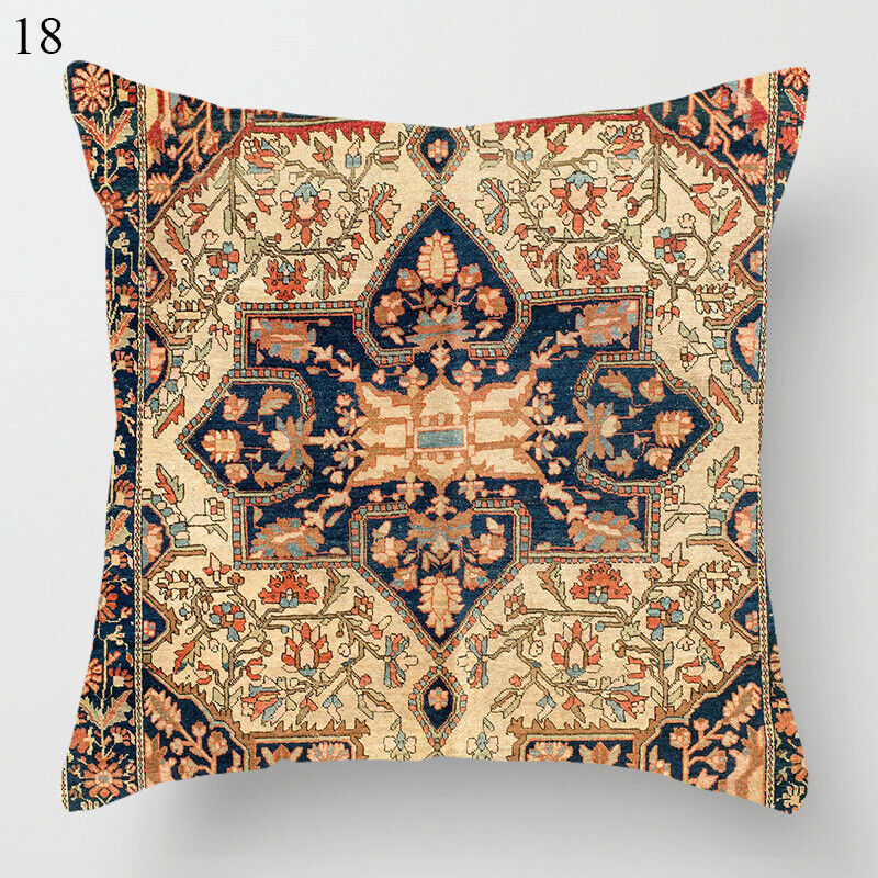 Etnisk Boho Mandala Tryck Linne Kuddeöverdrag Soffkudde Täcke Heminredning