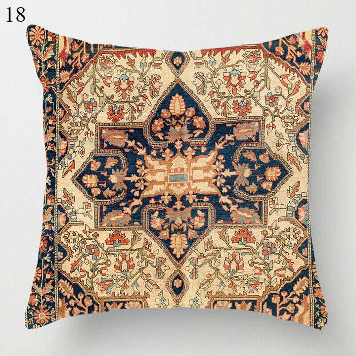 Etnisk Boho Mandala Tryck Linne Kuddeöverdrag Soffkudde Täcke Heminredning