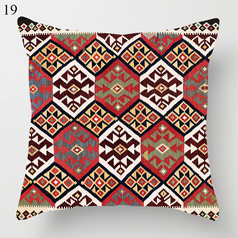 Etnisk Boho Mandala Tryck Linne Kuddeöverdrag Soffkudde Täcke Heminredning