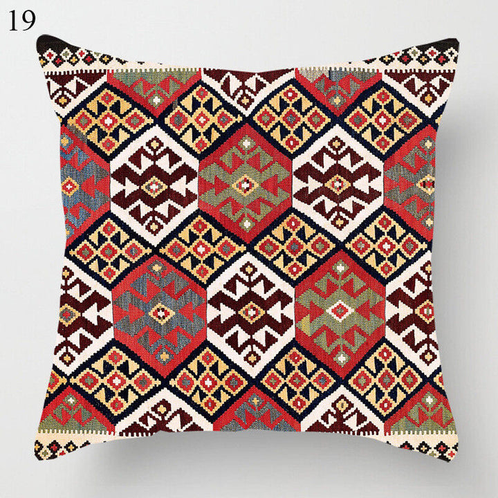 Etnisk Boho Mandala Tryck Linne Kuddeöverdrag Soffkudde Täcke Heminredning