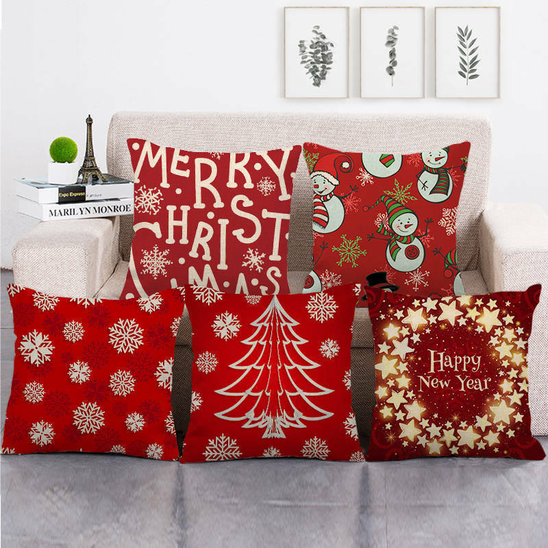 18" Kuddar Merry Xmas Soffkuddeöverdrag Hem Soffdekoration Kuddslip