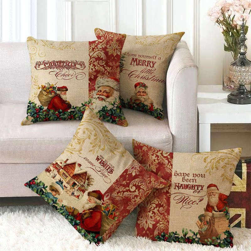 18" Kuddar Merry Xmas Soffkuddeöverdrag Hem Soffdekoration Kuddslip
