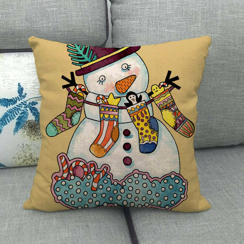 18" Kuddar Merry Xmas Soffkuddeöverdrag Hem Soffdekoration Kuddslip
