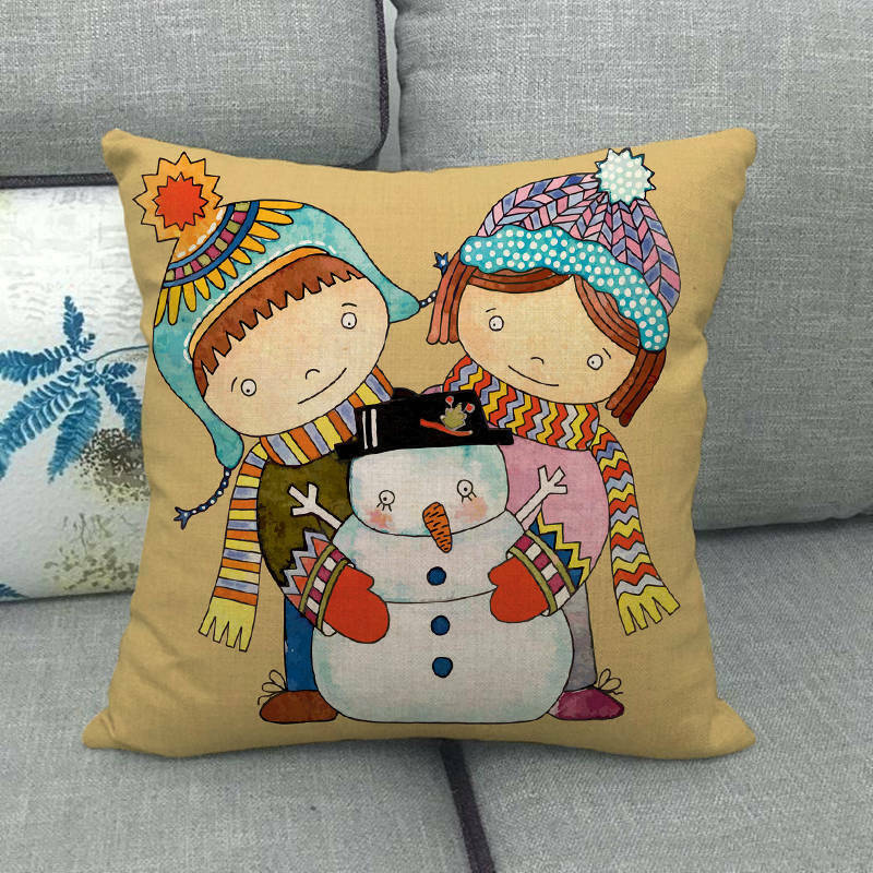 18" Kuddar Merry Xmas Soffkuddeöverdrag Hem Soffdekoration Kuddslip