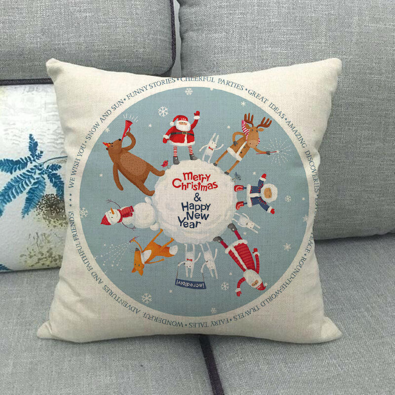 18" Kuddar Merry Xmas Soffkuddeöverdrag Hem Soffdekoration Kuddslip