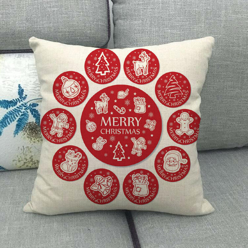 18" Kuddar Merry Xmas Soffkuddeöverdrag Hem Soffdekoration Kuddslip