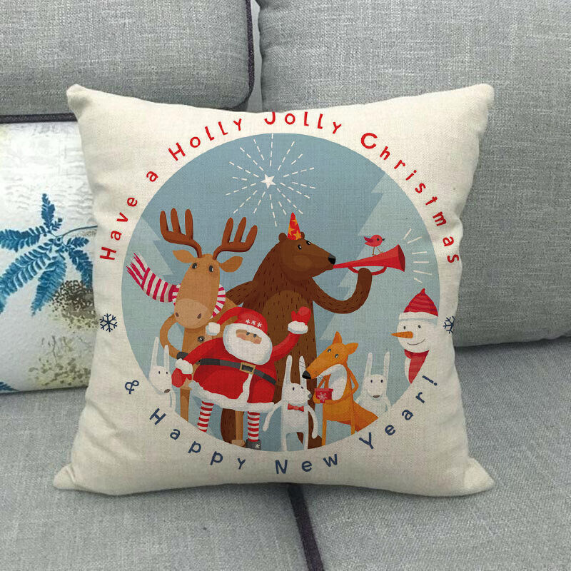 18" Kuddar Merry Xmas Soffkuddeöverdrag Hem Soffdekoration Kuddslip