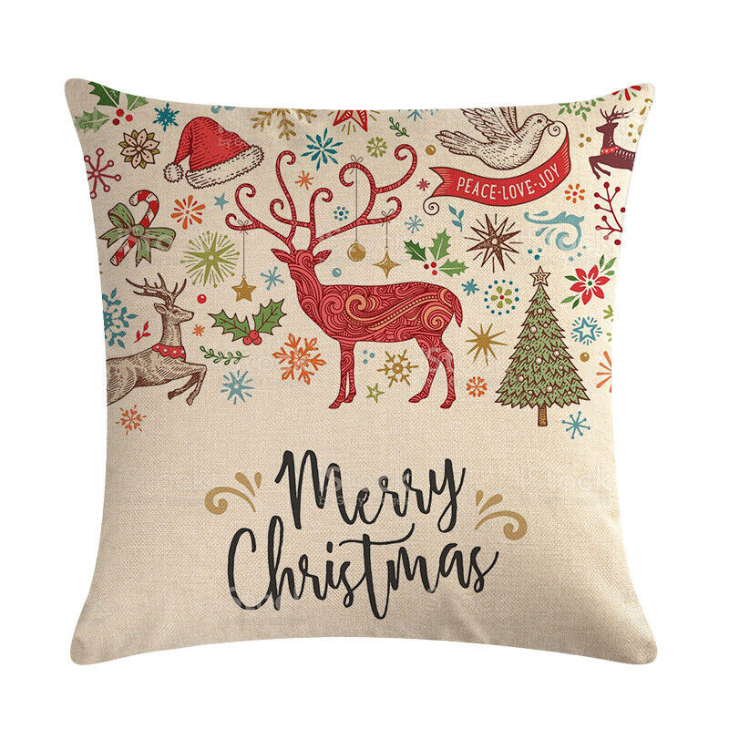 18" Kuddar Merry Xmas Soffkuddeöverdrag Hem Soffdekoration Kuddslip