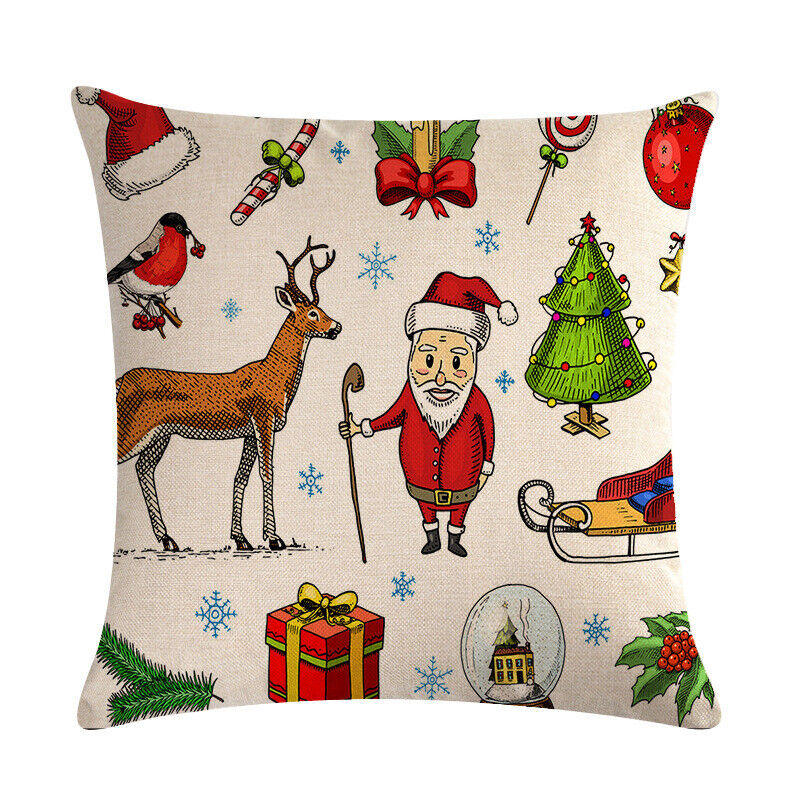 18" Kuddar Merry Xmas Soffkuddeöverdrag Hem Soffdekoration Kuddslip