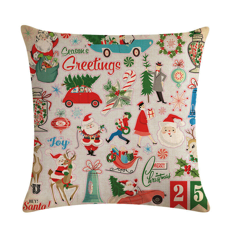 18" Kuddar Merry Xmas Soffkuddeöverdrag Hem Soffdekoration Kuddslip