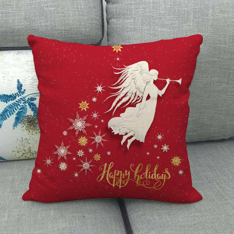 18" Kuddar Merry Xmas Soffkuddeöverdrag Hem Soffdekoration Kuddslip