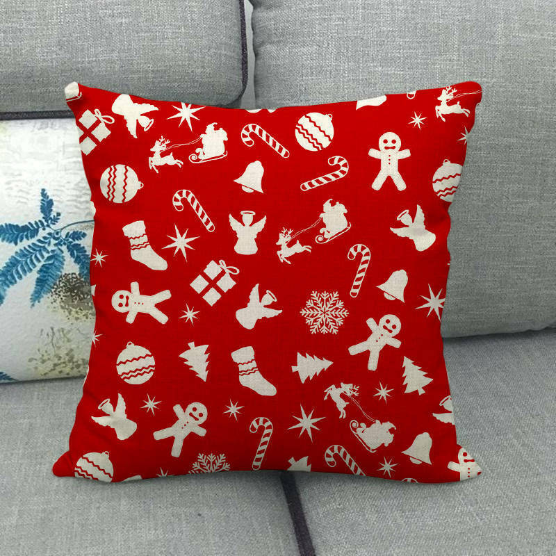 18" Kuddar Merry Xmas Soffkuddeöverdrag Hem Soffdekoration Kuddslip