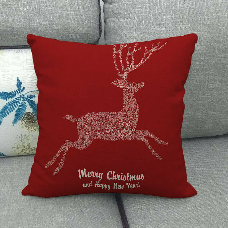 18" Kuddar Merry Xmas Soffkuddeöverdrag Hem Soffdekoration Kuddslip