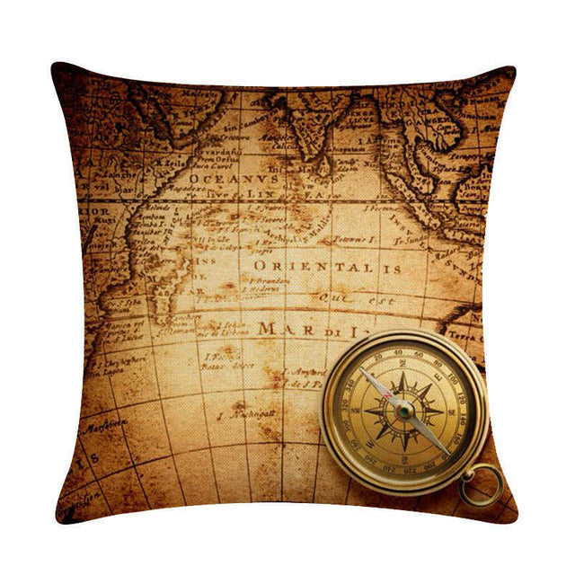 18" Kuddöverdrag Kudde Heminredning Vintage Världskarta Mönster Cojines