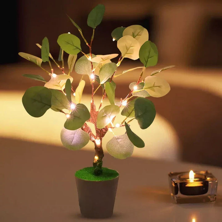 FestiGlow - Julglöd LED-nattlampa med dekorativ kruka