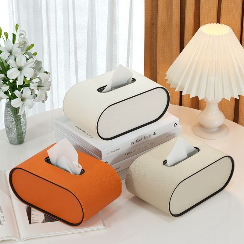 Tissue box - Oval Elegance - Läderdesign - Funktionell &amp; Stilren