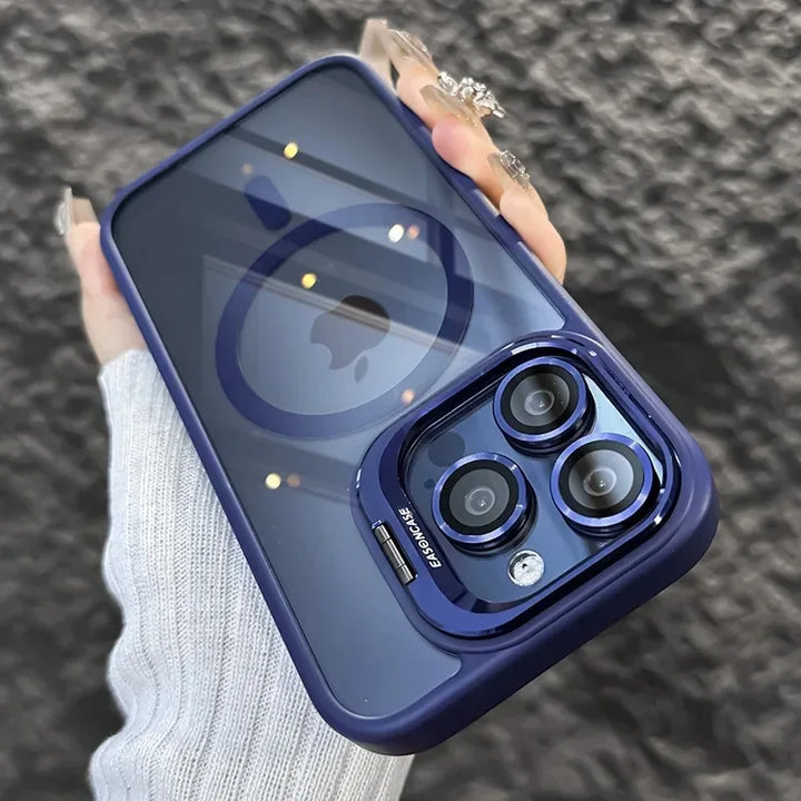 Stötsäker magnetisk telefonfodral med glaslins skydd och stativ – 1+1 GRATIS
