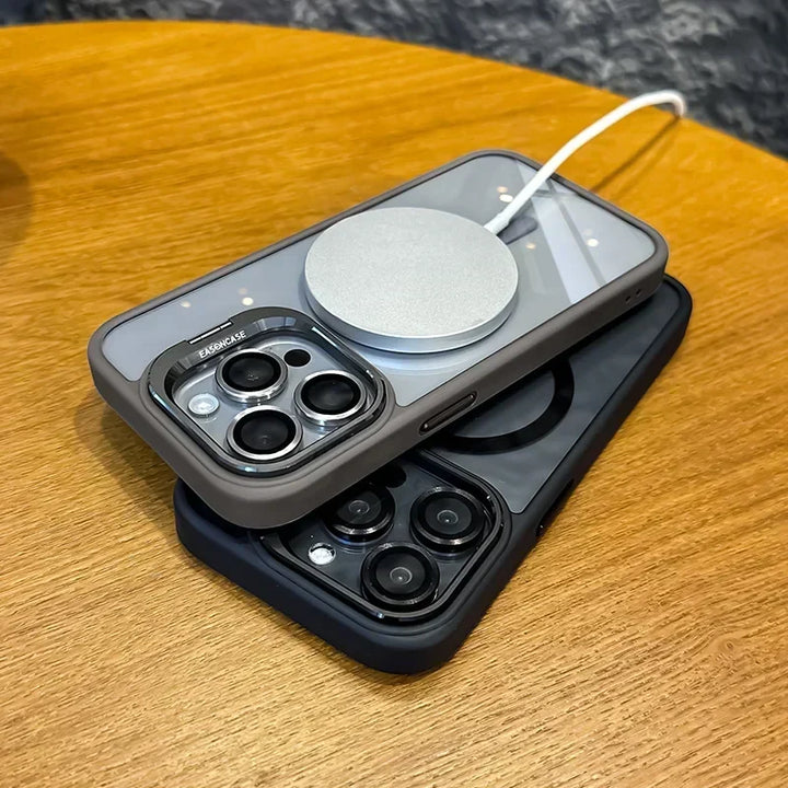 Stötsäker magnetisk telefonfodral med glaslins skydd och stativ – 1+1 GRATIS