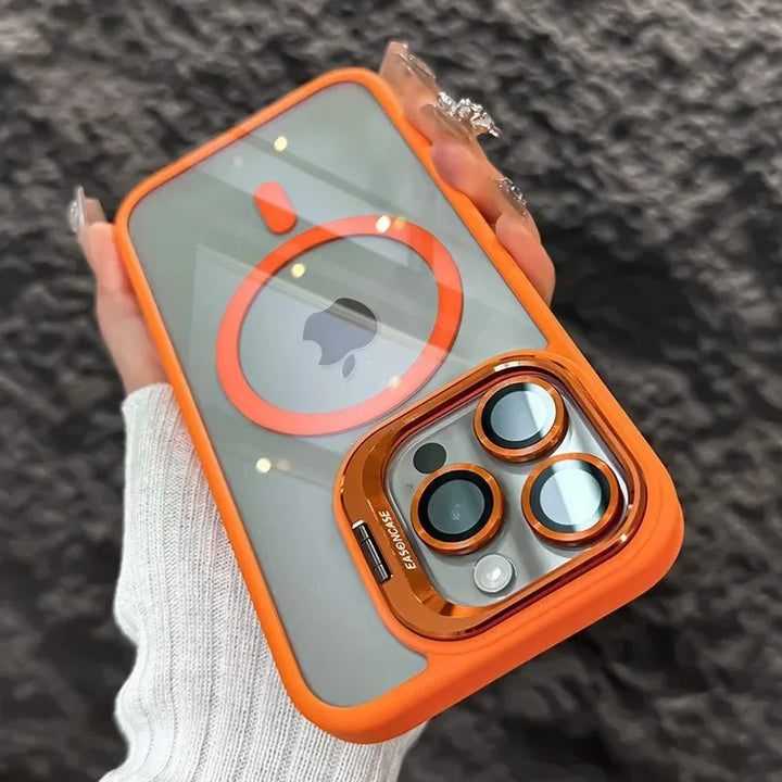 Stötsäker magnetisk telefonfodral med glaslins skydd och stativ – 1+1 GRATIS